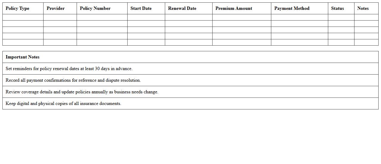 Insurance Renewal & Expense Calendar for Freelancers