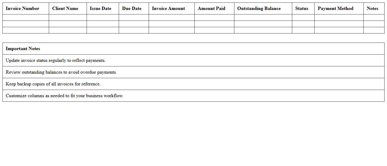 Invoice Tracking Excel Spreadsheet