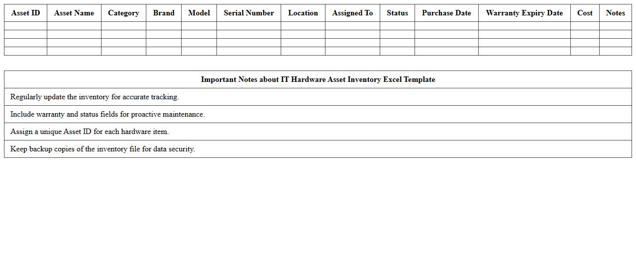 IT Hardware Asset Inventory Excel Template