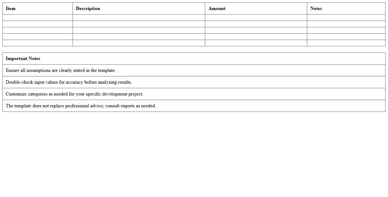 Land Development Deal Analyzer Excel Template