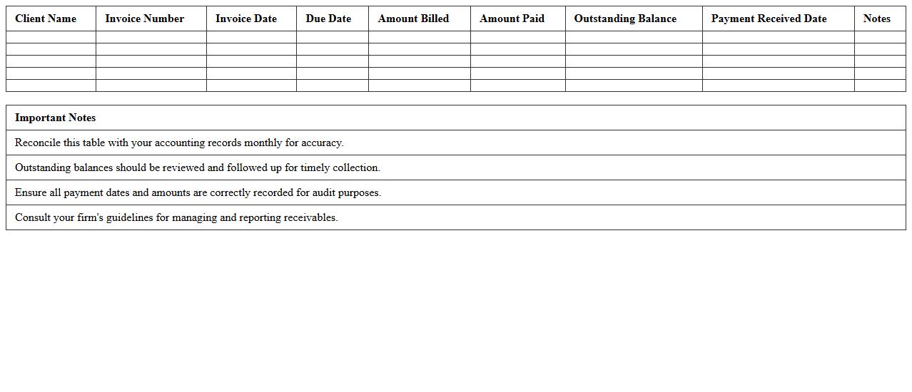 Law Practice Account Receivables Reconciliation Template