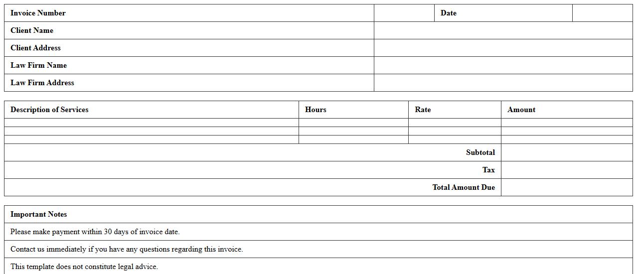 Legal Consultation Invoice Template Excel
