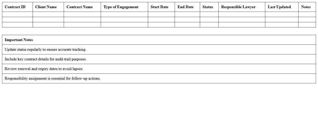 Legal Engagement Contract Status Tracker