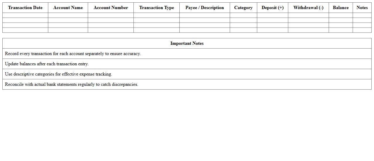 Multi-Account Banking Transaction Register
