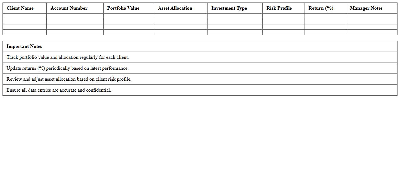 Multi-Client Investment Portfolio Management Excel