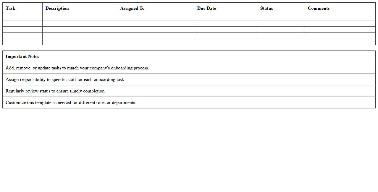 New Employee Onboarding Checklist Excel Template