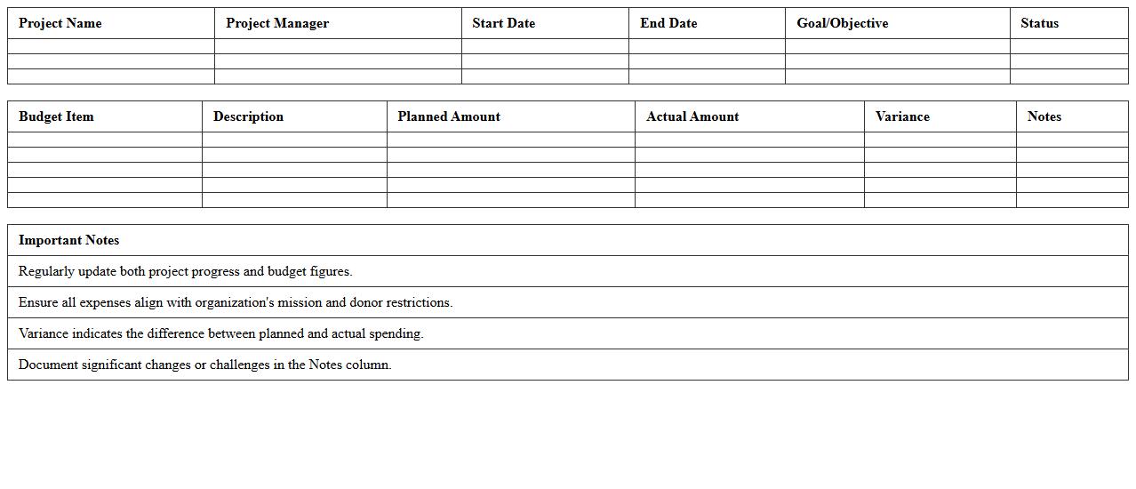 Nonprofit Project Planning and Budget Allocation Sheet