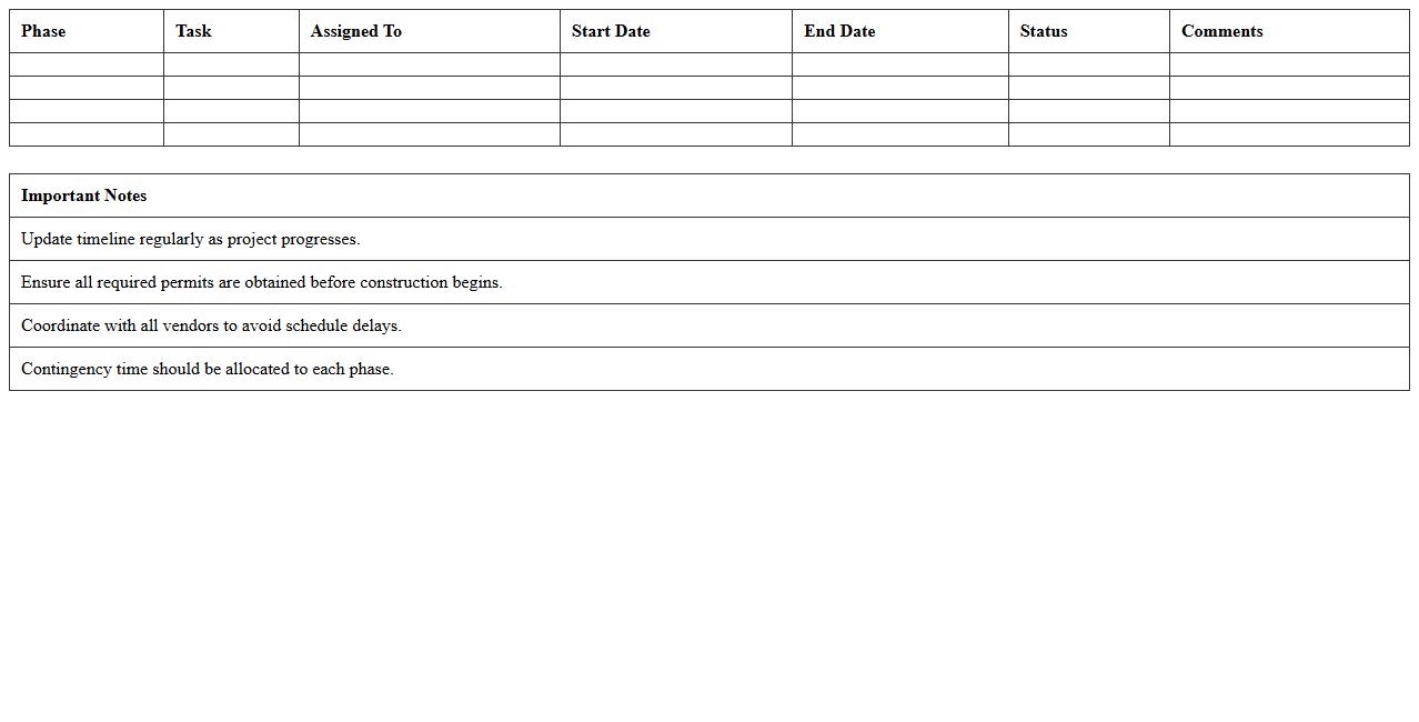 Office Fit-Out Construction Timeline Worksheet