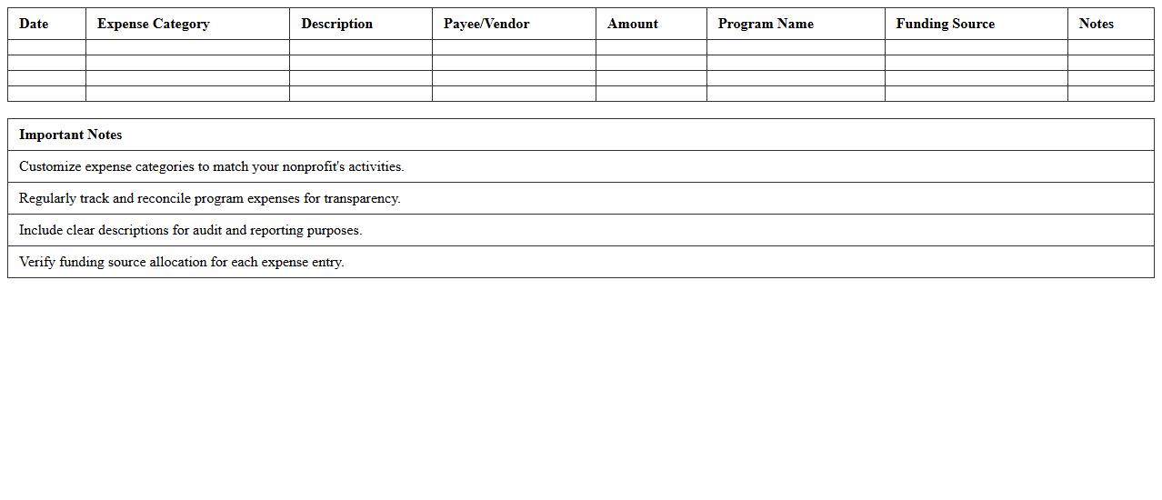 Program Expense Tracking Excel Template for Nonprofits