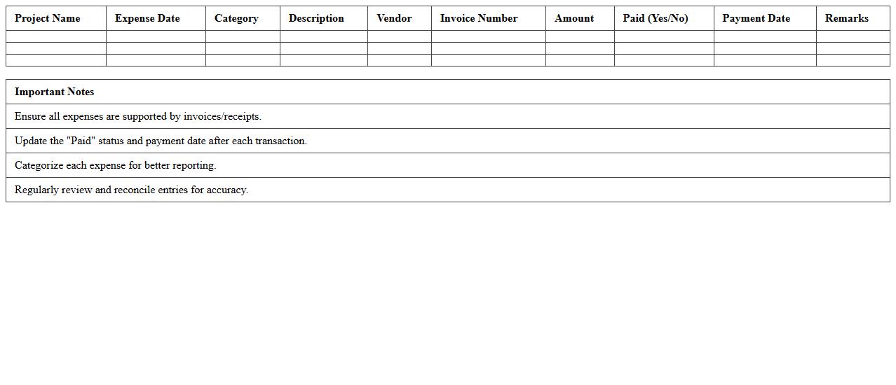 Project Expense Management XLS Template