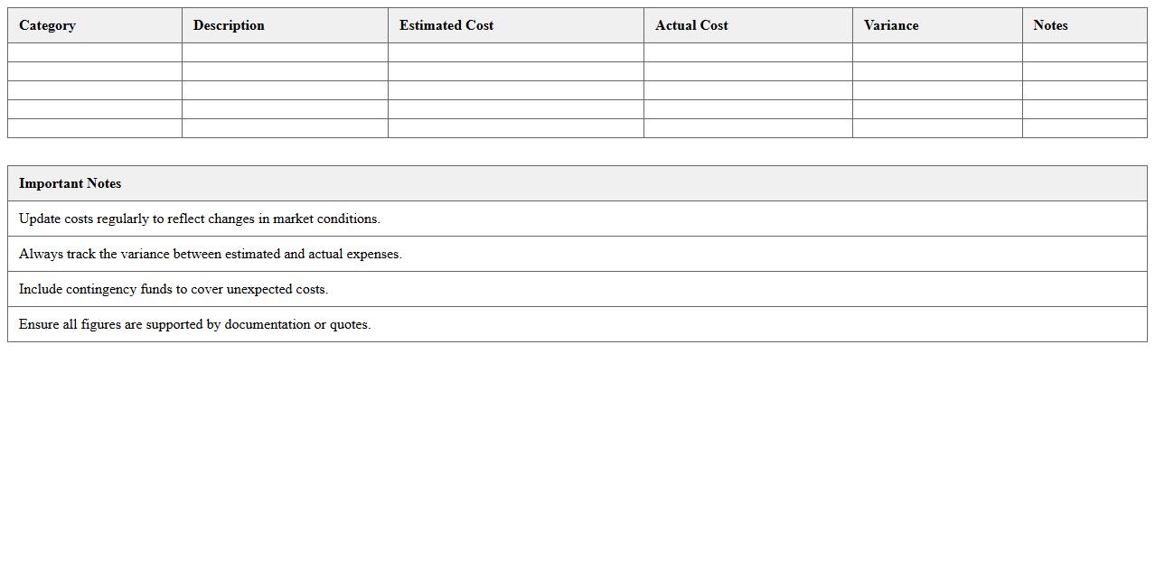 Property Development Pro Forma Budget Excel Template