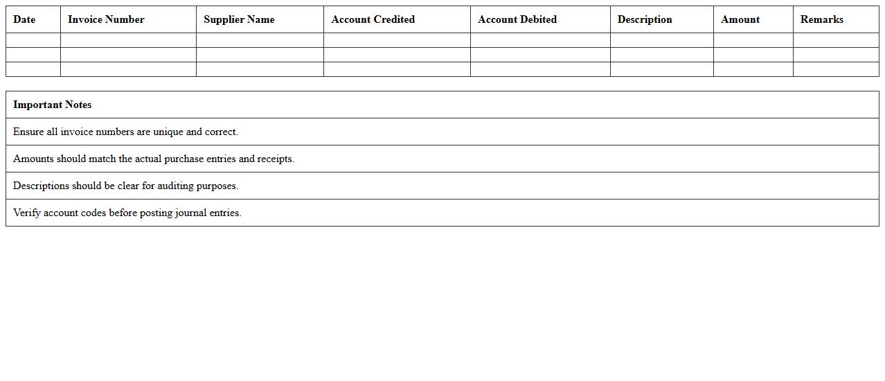 Purchase Journal Entry Excel Template
