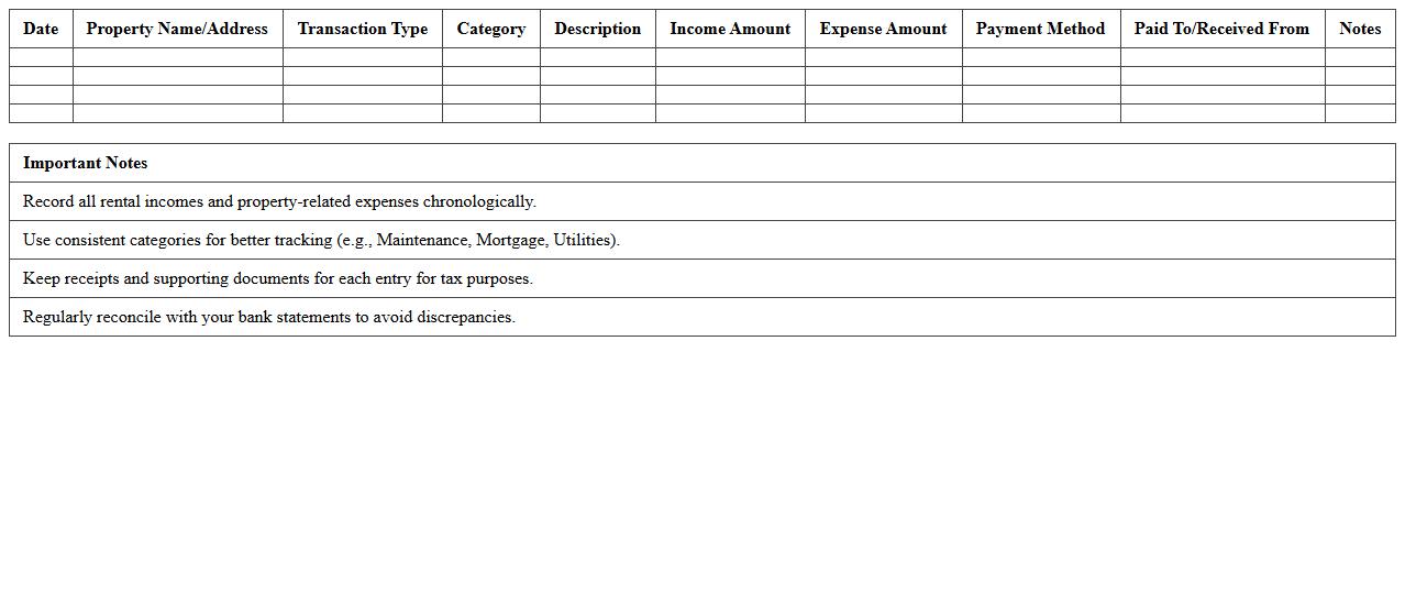 Real Estate Investment Income & Expenses Tracker