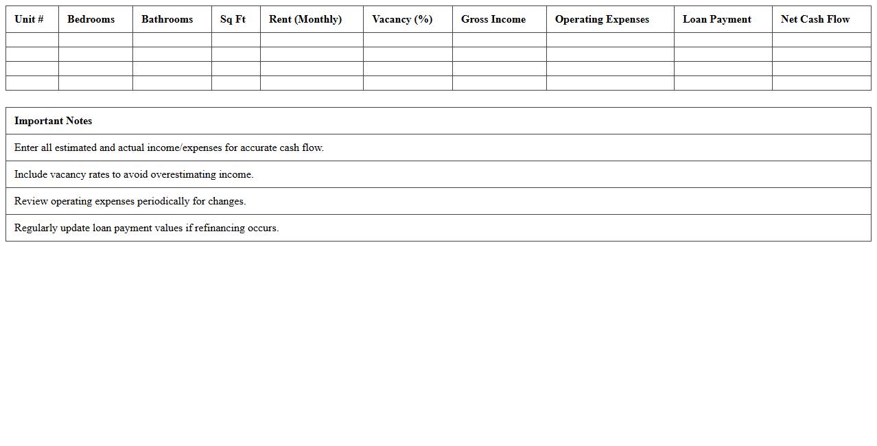 Real Estate Multi-Unit Investment Cash Flow Planner