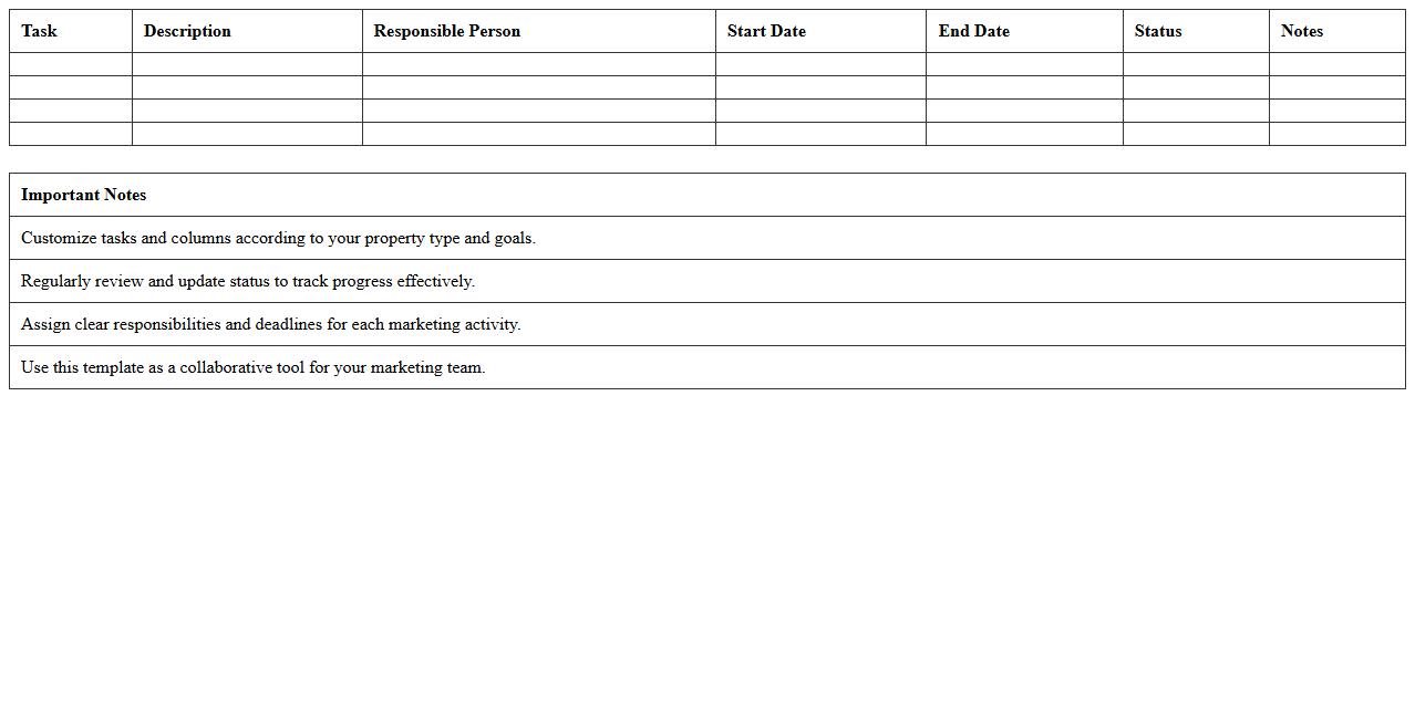 Real Estate Property Marketing Plan Excel Template
