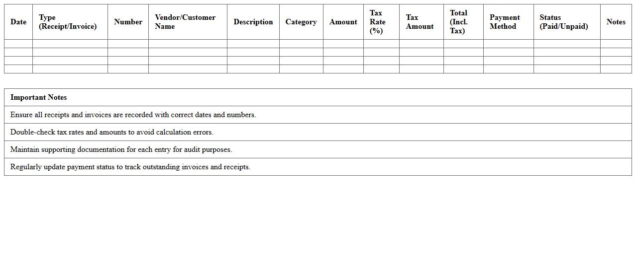 Receipts and Invoices Tax Tracker