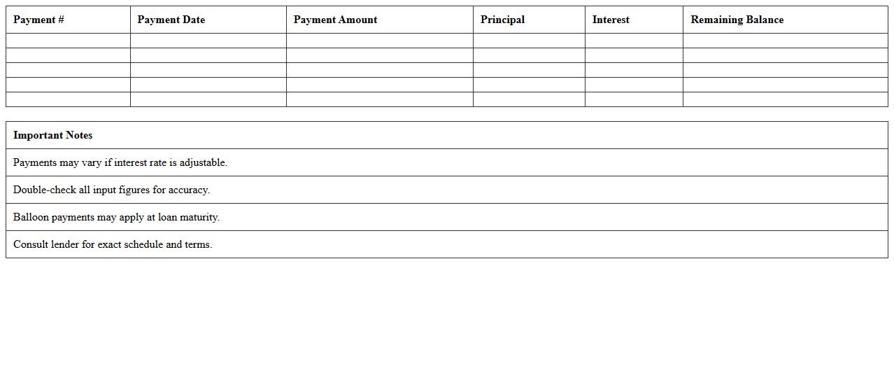 Short-Term Real Estate Loan Amortization Worksheet