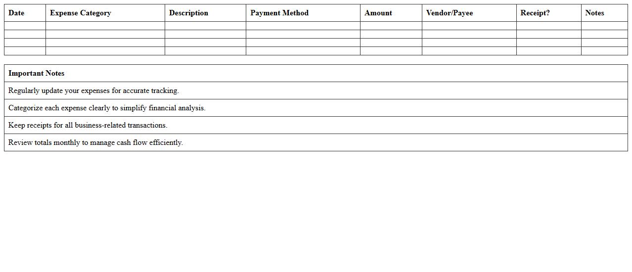 Small Business Expense Tracker Excel Template