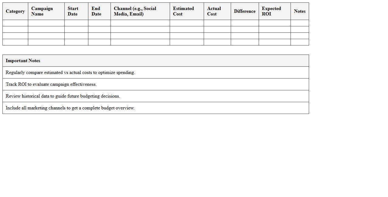 Small Business Marketing Campaign Budget Planner