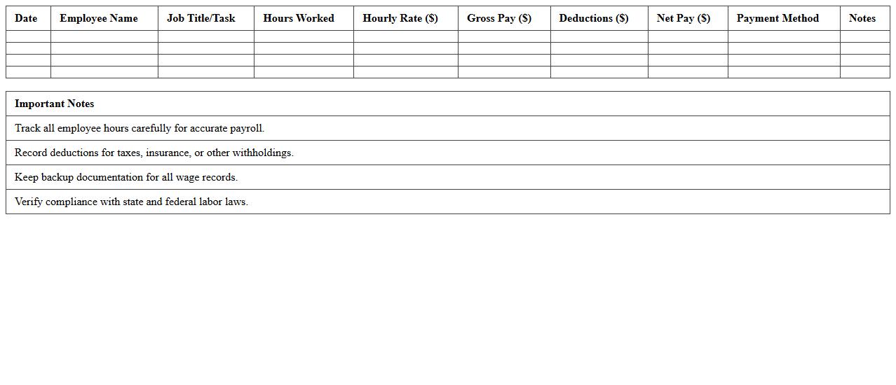 Small Farm Labor Payroll and Wages Tracker Excel