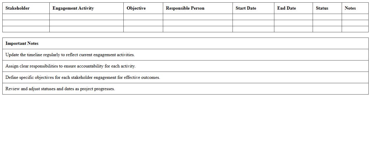 Stakeholder Engagement Timeline Excel Template