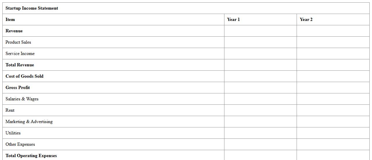 Startup Income Statement Excel Template