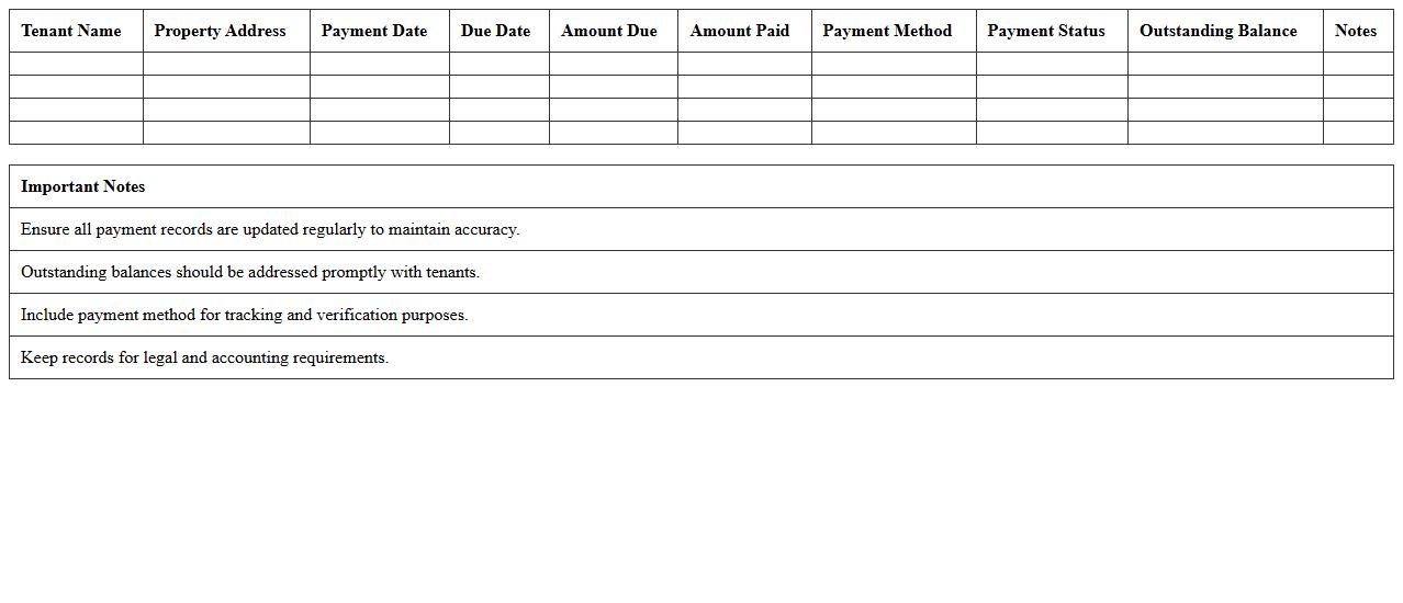 Tenant Payment History Record Excel Template