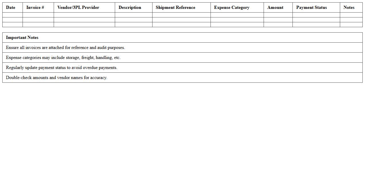 Third-Party Logistics Expense Tracking Template
