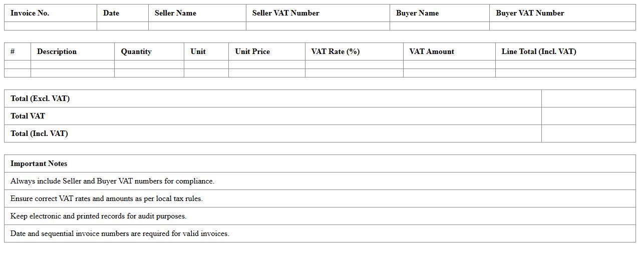 VAT-Compliant Invoice Excel Template