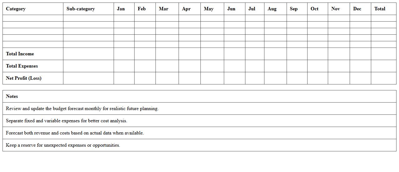 Annual Budget Forecast Template for Startups