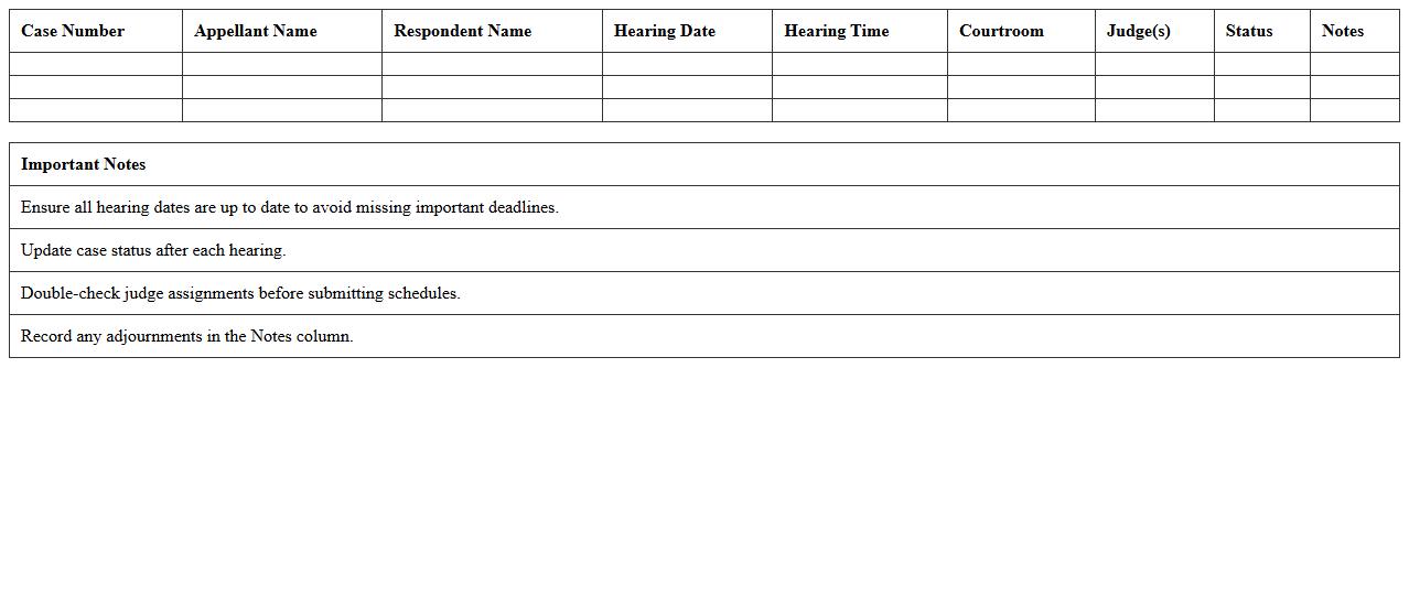 Appeals Court Hearing Date Tracker Excel
