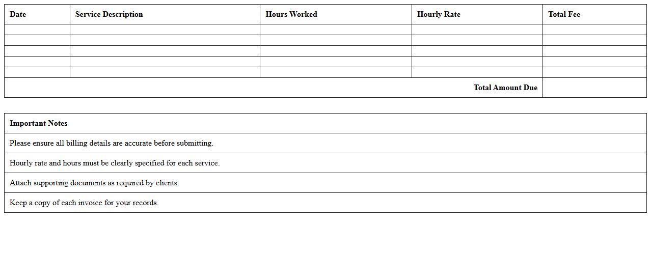 Attorney Fee Invoice Excel Template