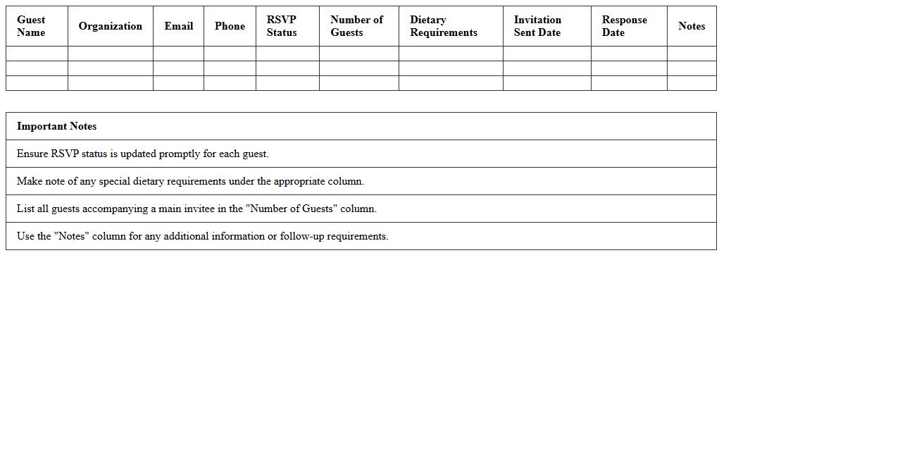 Award Ceremony RSVP Excel Template