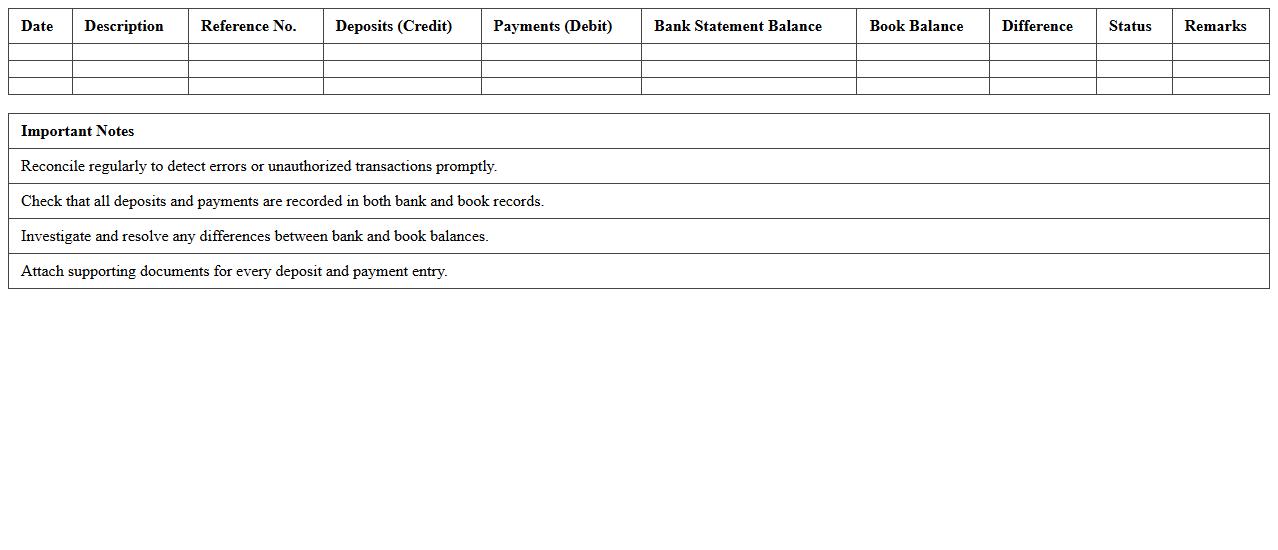 Bank Deposits and Payments Reconciliation Excel