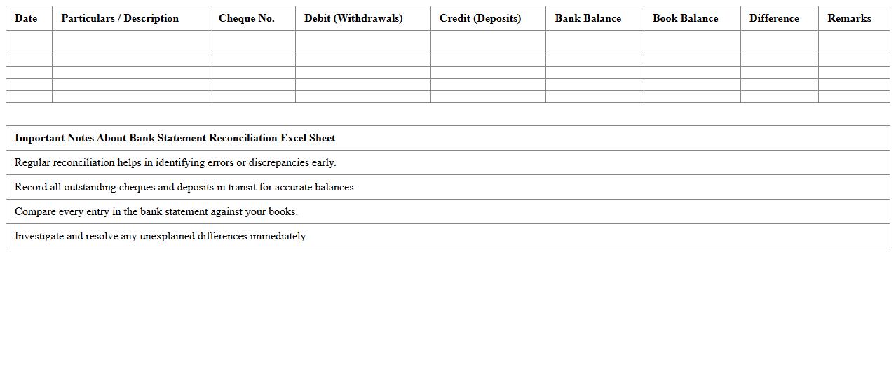 Bank Statement Reconciliation Excel Sheet