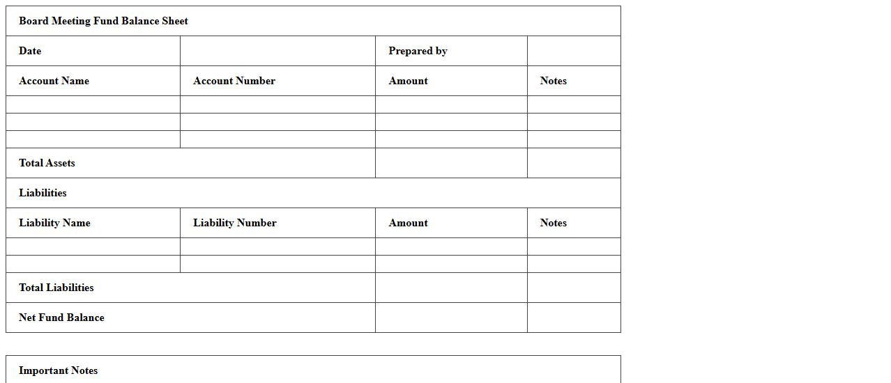 Board Meeting Fund Balance Sheet Template