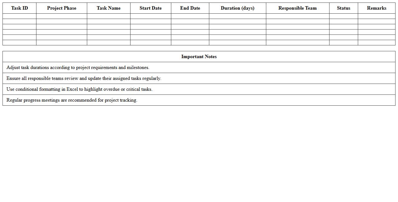 Bridge Engineering Project Timeline Template