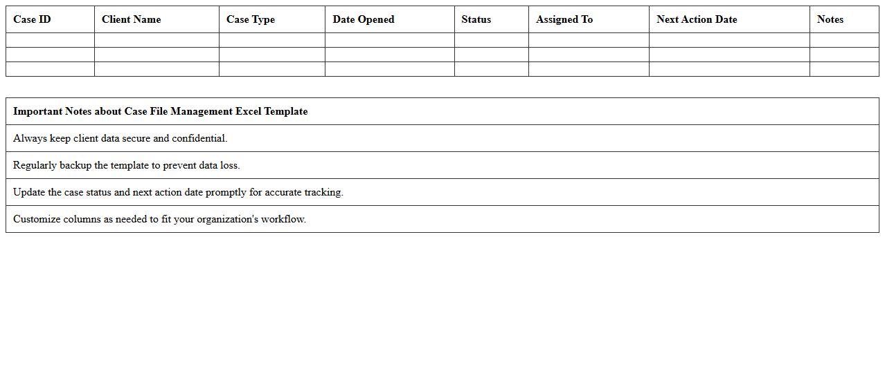 Case File Management Excel Template