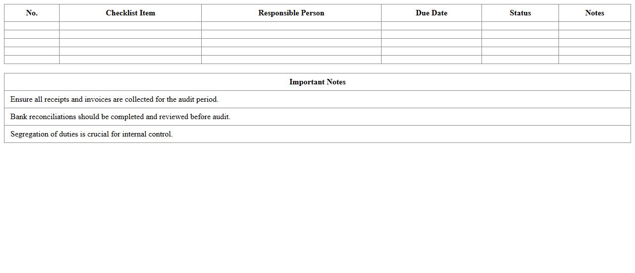 Church Financial Audit Preparation Checklist Spreadsheet