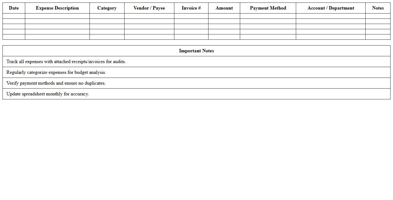Commercial Building Expense Log Spreadsheet