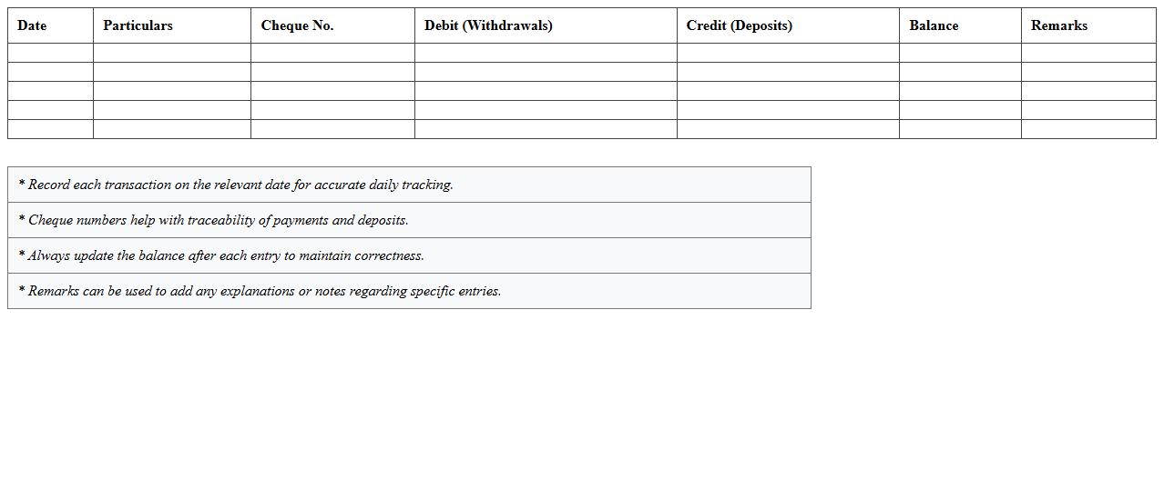 Daily Banking Transaction Ledger Excel Template