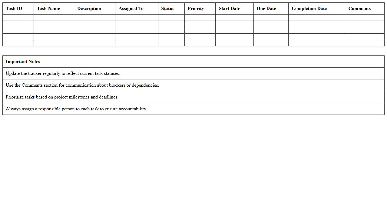 Discovery Process Task Tracker Spreadsheet