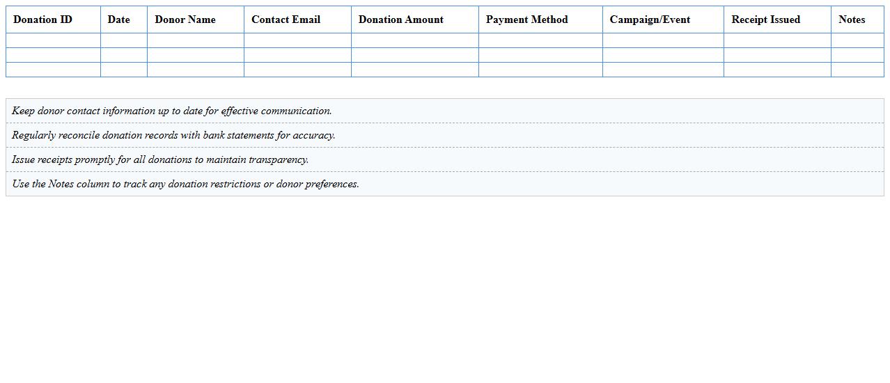 Donation Management Tracker for Nonprofits Excel