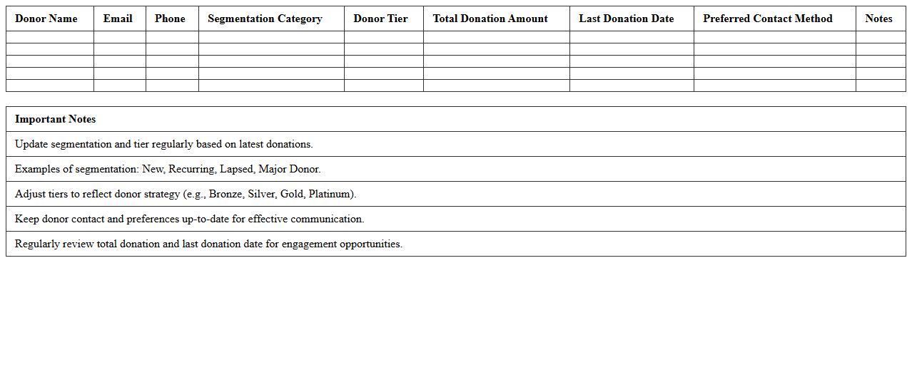 Donor Segmentation & Tier Tracking Sheet
