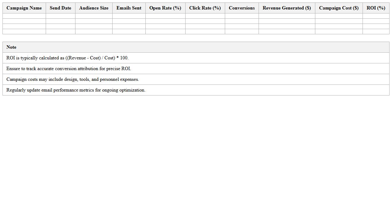 Email Marketing ROI Analysis Spreadsheet