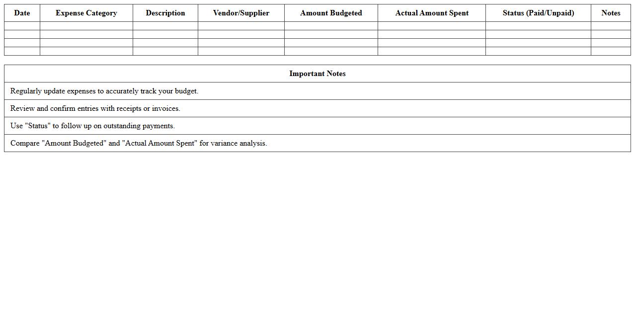 Event Sponsorship Expense Tracker Excel