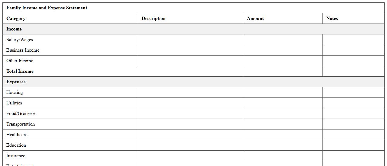 Family Income and Expense Statement Excel
