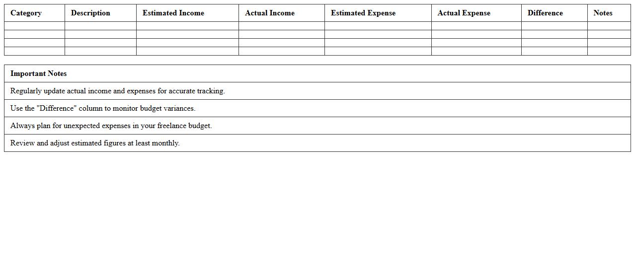 Freelance Budget Planning Excel Template