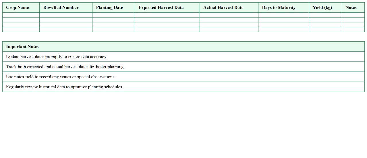 Greenhouse Harvest Date Management Template