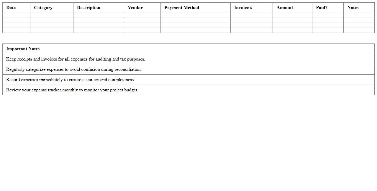 Home Builder Expense Tracker Excel